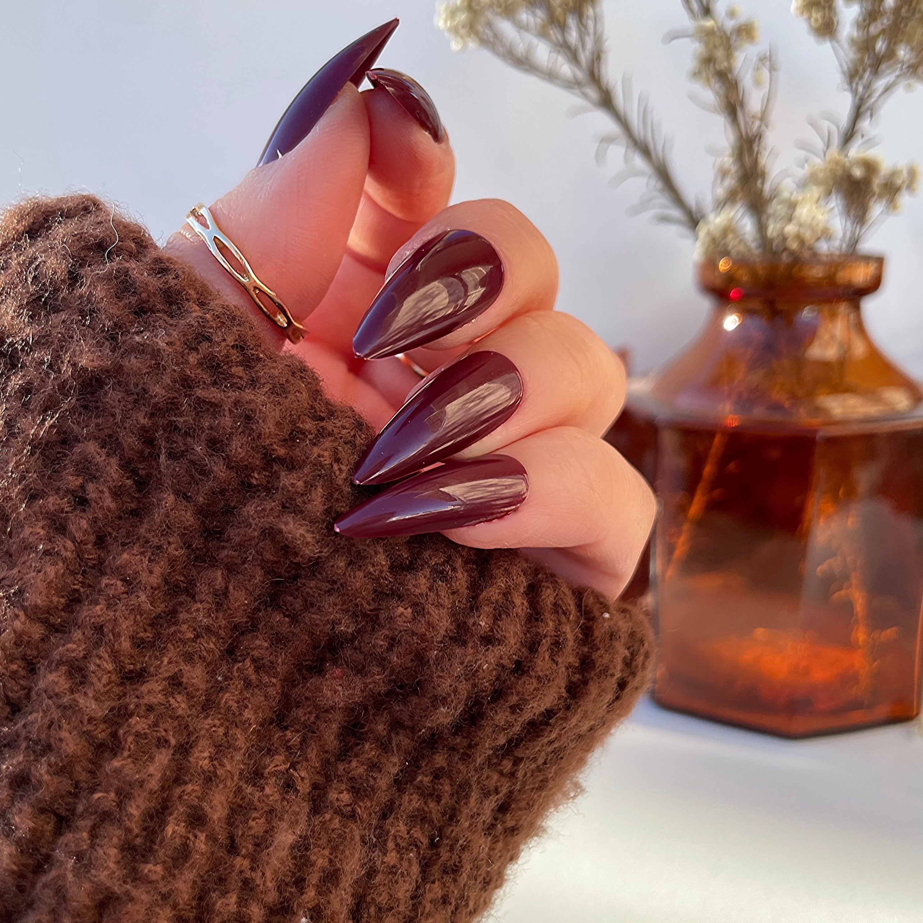 Maroon Nails